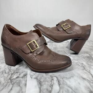 Korks Kork Ease Winthrow Wing Tip Boots Size 8 Brown Leather Buckle Q40606